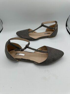 Primark Grey Pointed Toe Ankle Wrap Flat Women's 7